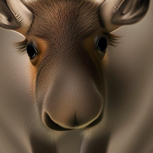Close-up of a Wobbly Baby Moose