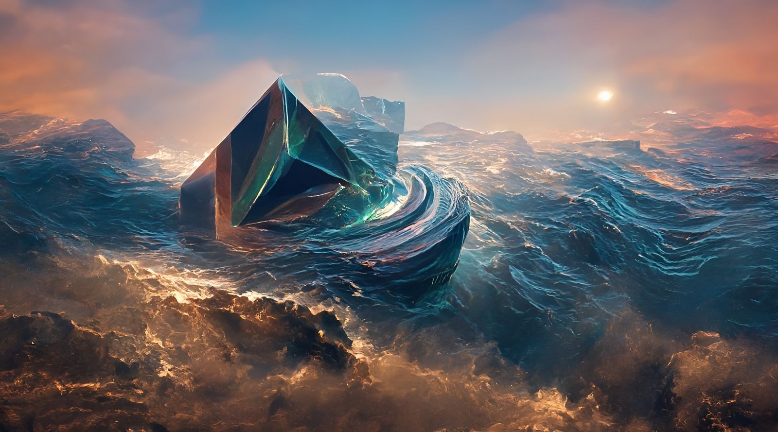 Geometric Ocean Inspired by Aivazovsky and Beeple