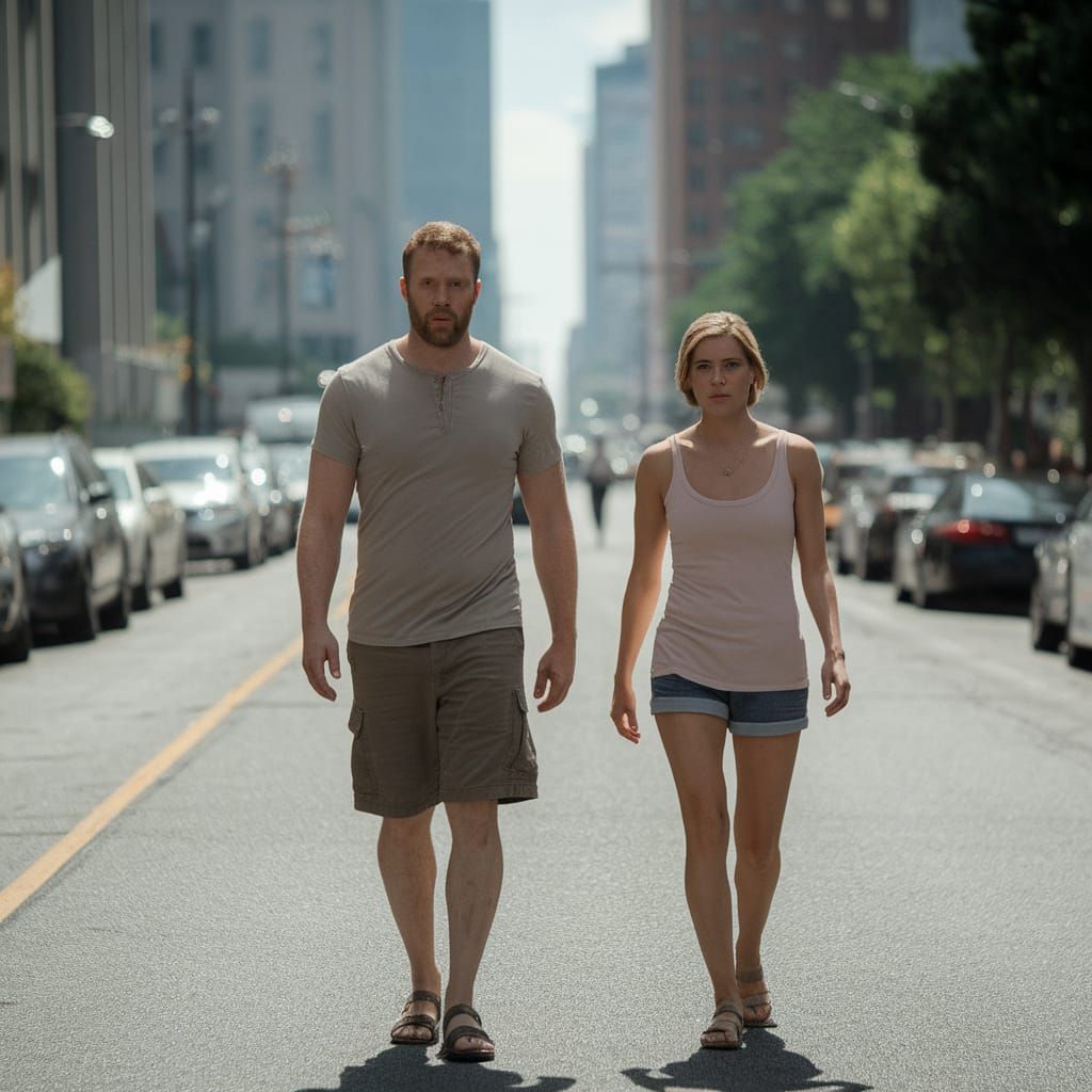 Scorching City Street on a Hot Summer Day