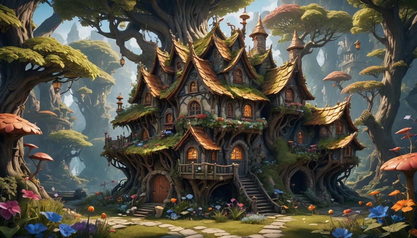 Detailed Fairy House Matte Painting in Unreal Engine