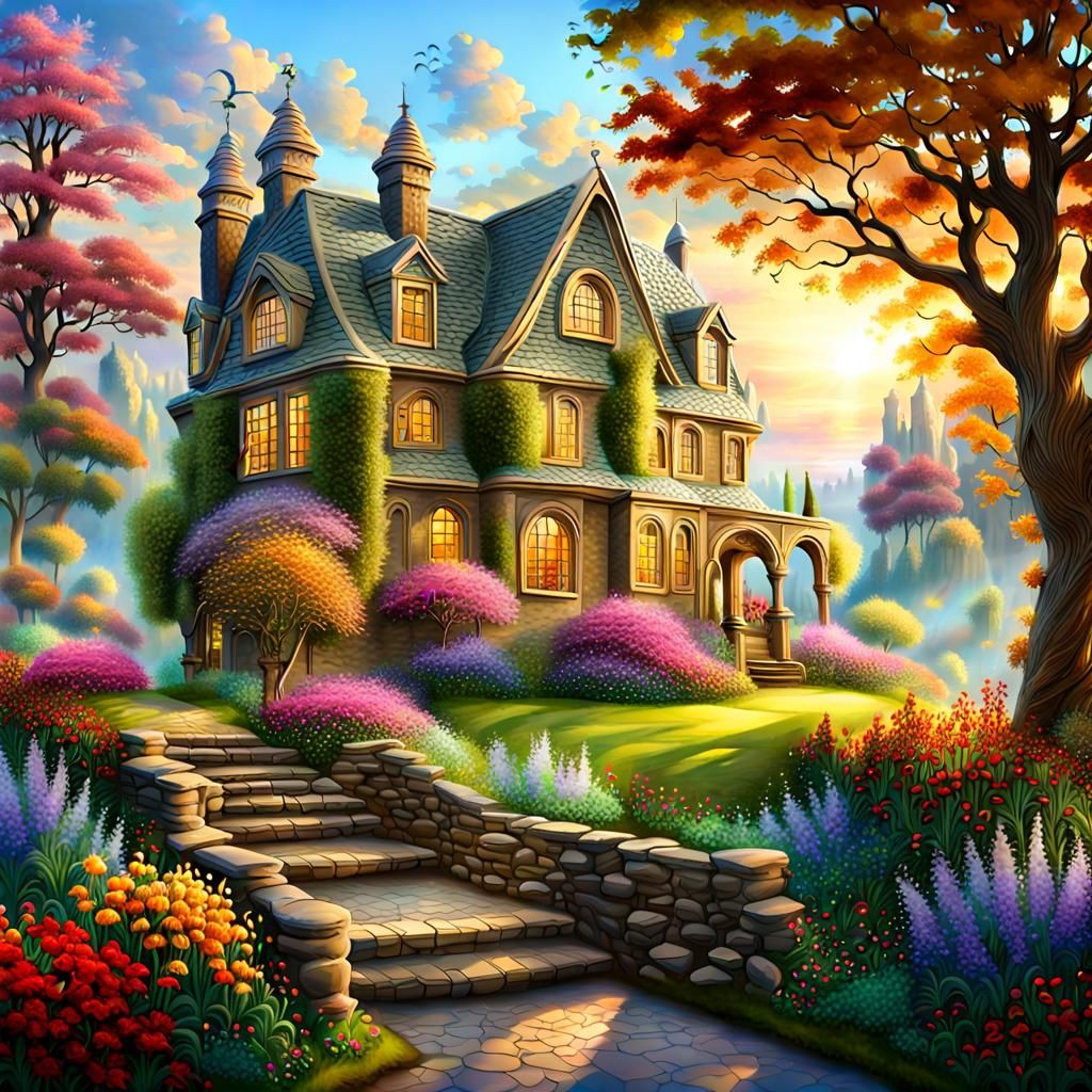 String World: Fantasy Garden in a Detailed Matte Painting