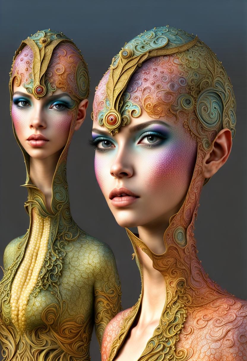 Photorealistic Aliens in Exotic Fashion: Hyperrealistic Port...