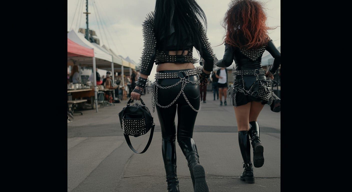 Women of Leather and Rebellion Running Down the Street