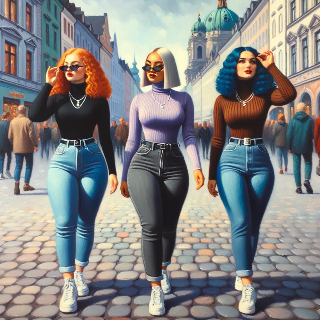 Stylish Women Celebrate Skinny Jeans Day in German City