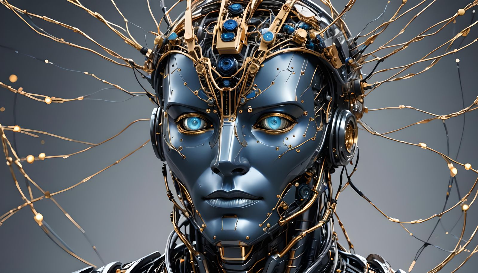 Futuristic Robot Portrait with Intricate Circuitry