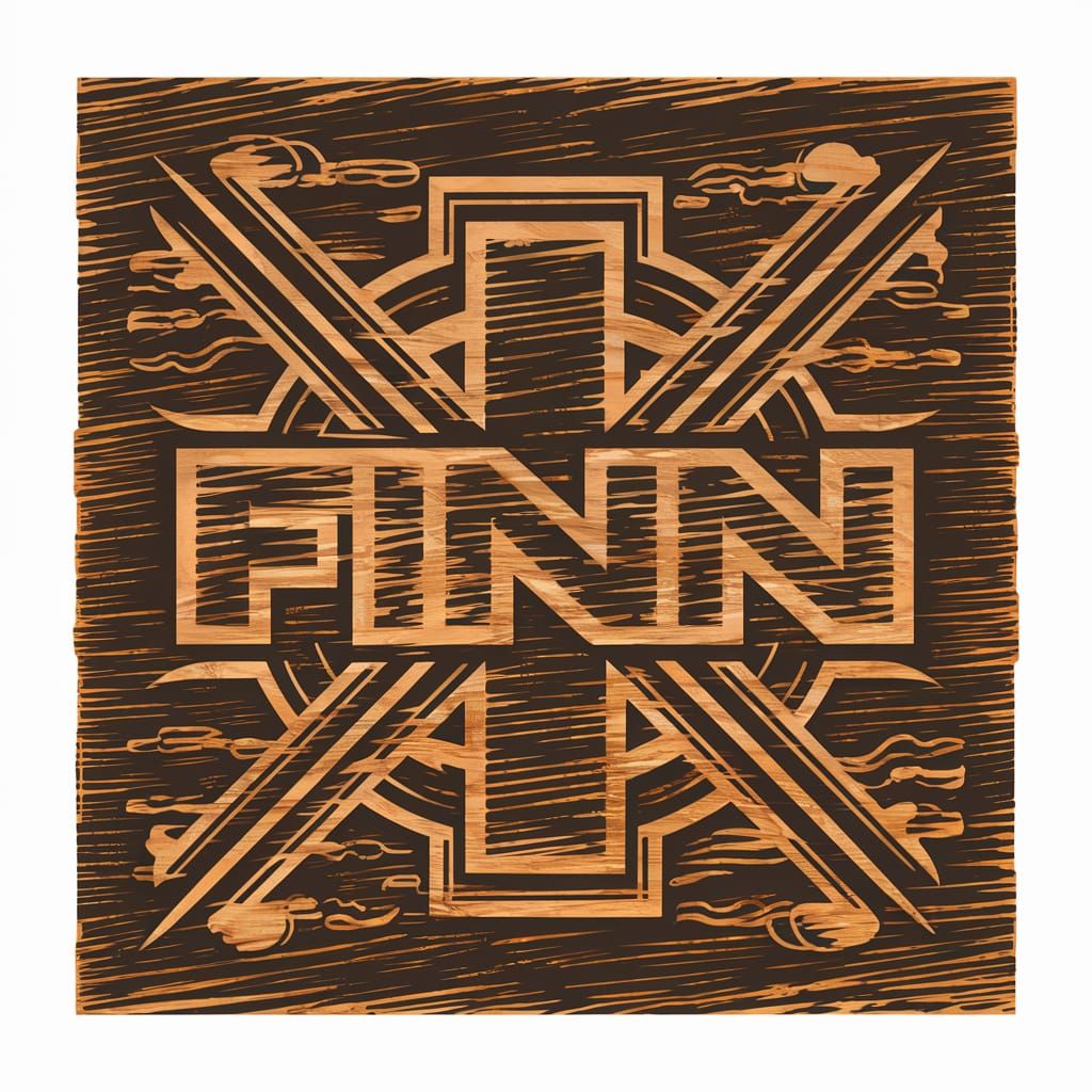 Circled Logo, Crossed skies behind a swiss cross "Finn" clea...