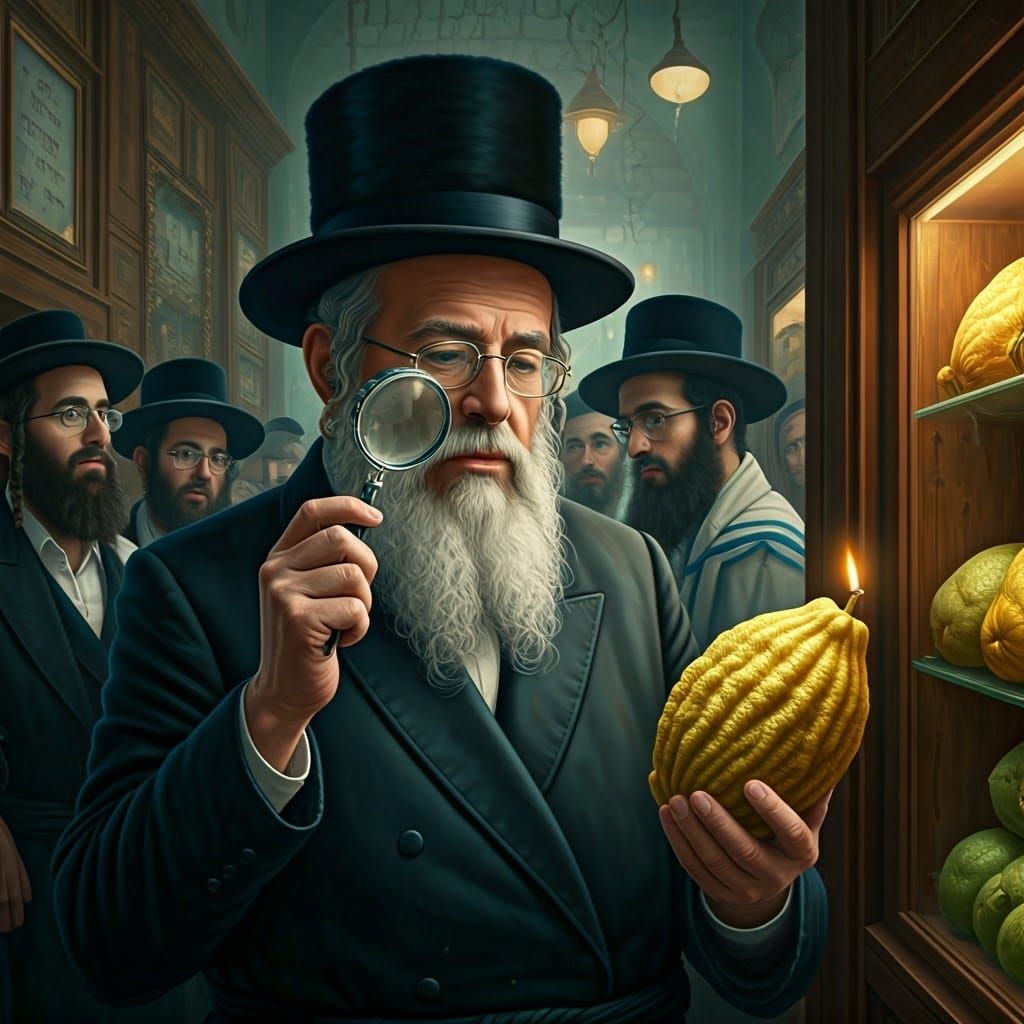 Ultra-Orthodox Jew Inspects Golden Etrog: Renaissance Style