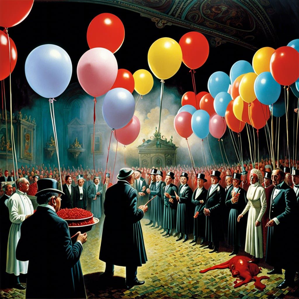 Disturbing Pig-Headed Horse at Bloody Party: Hyperdetailed P...