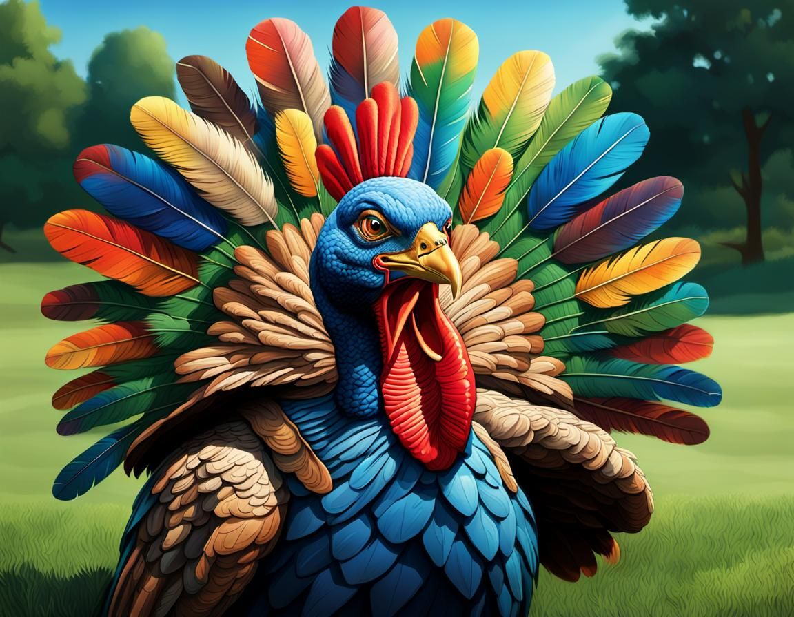 Super Turkey in a Sunny Meadow