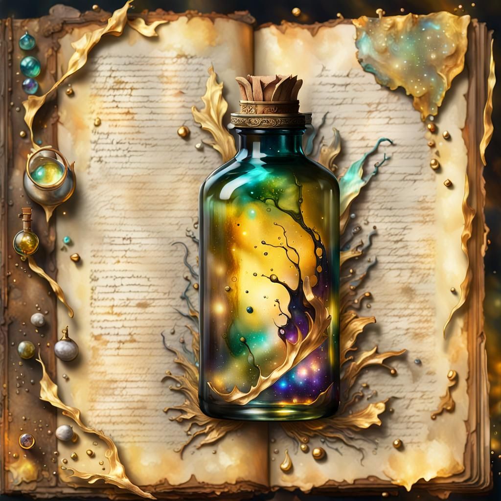 Galaxy in a Bottle: Encaustic Art on Parchment