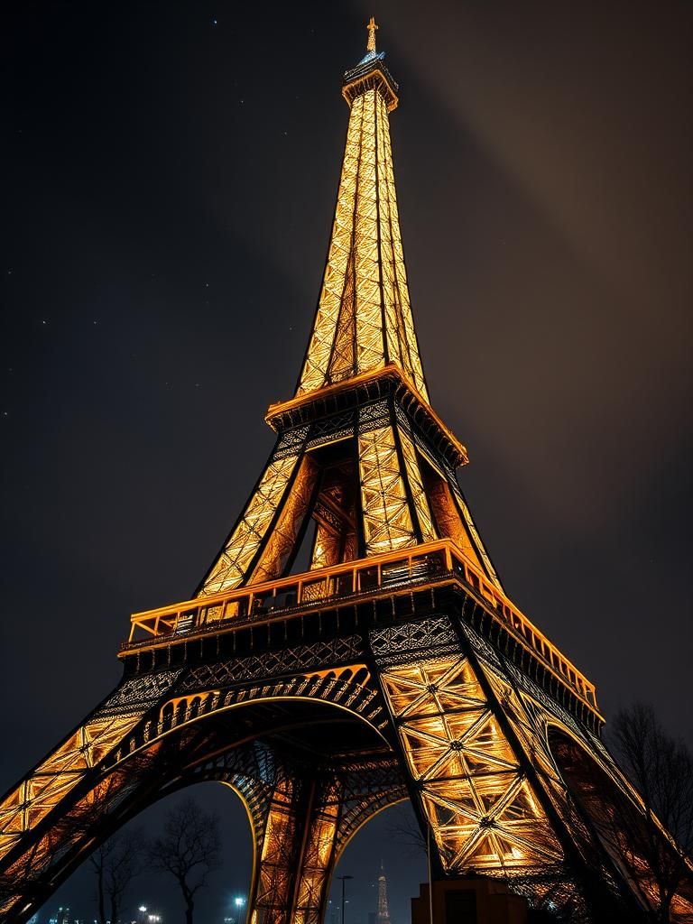 Eiffel Tower at Night: Art Deco Long Exposure