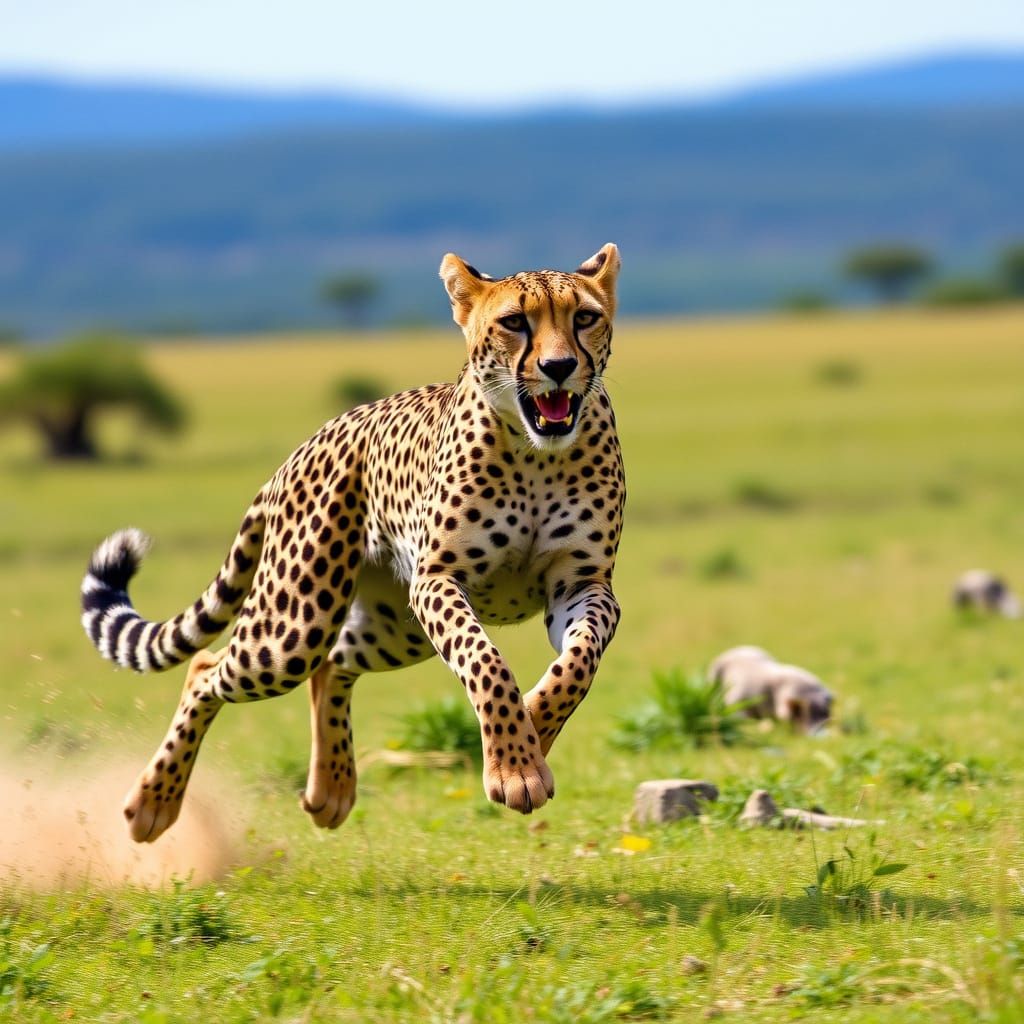 Cheetah Sprinting Across the Savanna