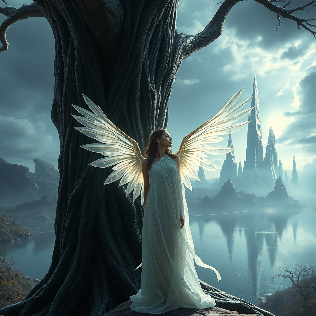 Ethereal Figure at the Precipice of Existence