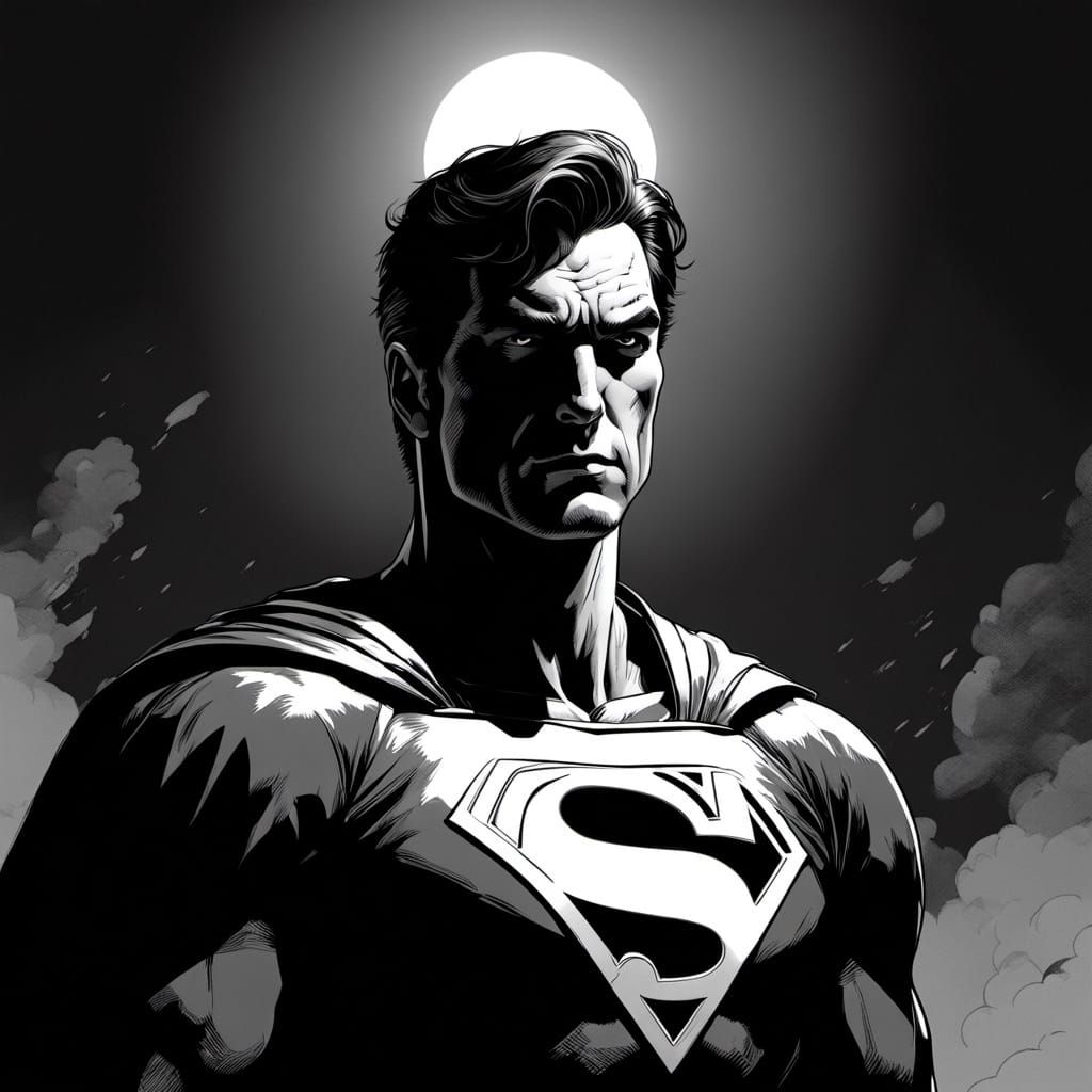 Superman as a Beacon of Light in Stark Comic Art Style