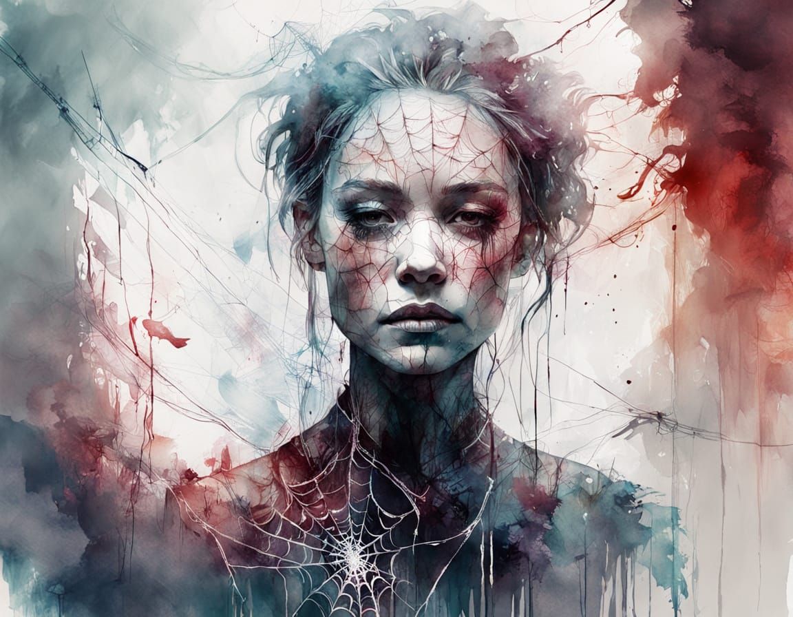 Ethereal Spiderweb Figure in Horror Fantasy Art