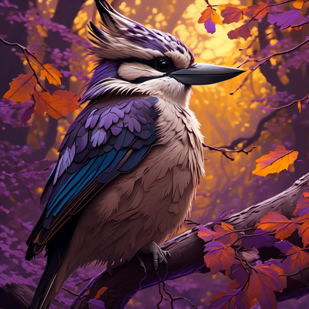 Kookaburra in Autumn, Dark Fantasy Concept Art
