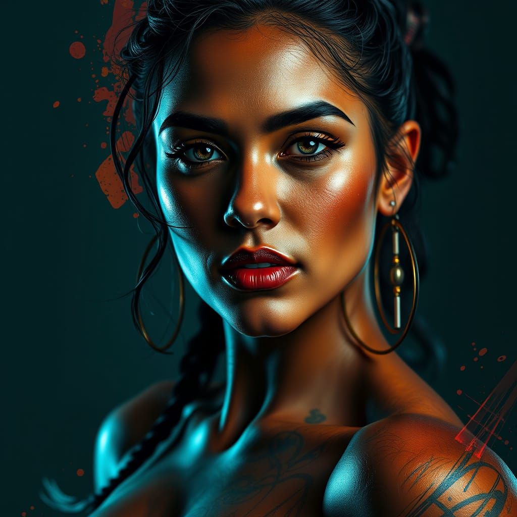 Exotic Mexican Goddess in Vibrant Triadic Colors