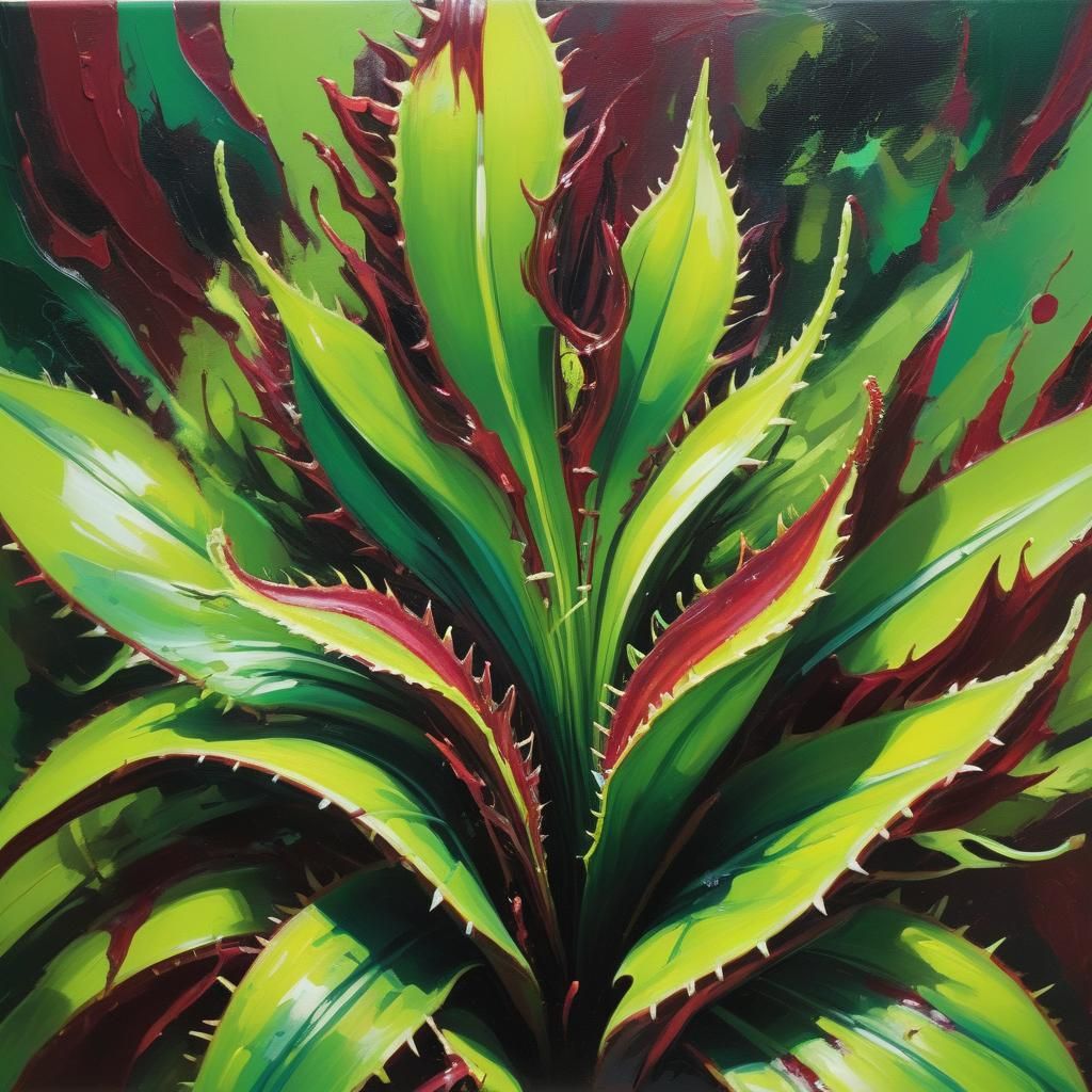 "Vibrant abstract modern oil painting featuring a close-up p...