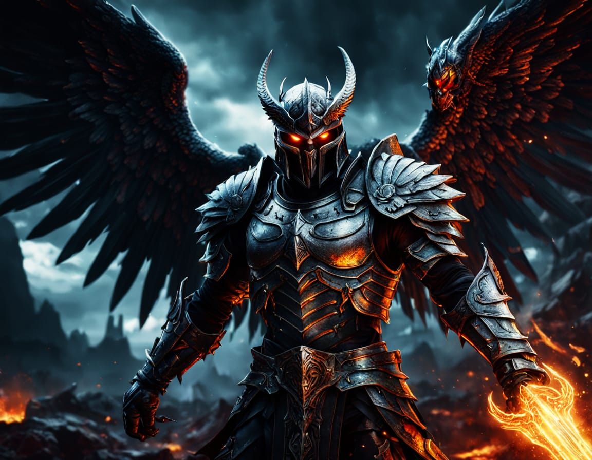 Archangel Warrior in Epic Battle Scene