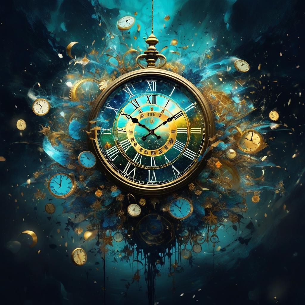 Midnight Clocks in Ethereal Psychedelic Art