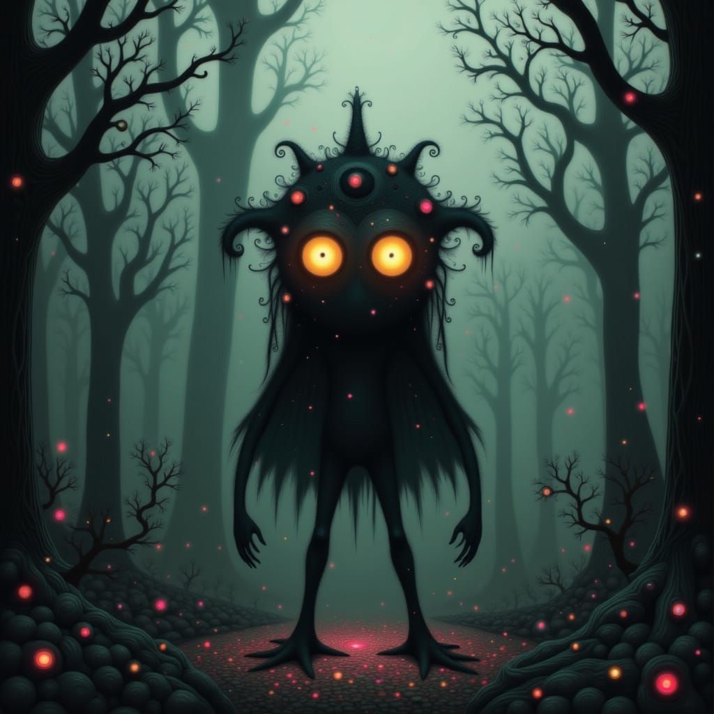 Flatwoods Monster in Dark Surrealist Style