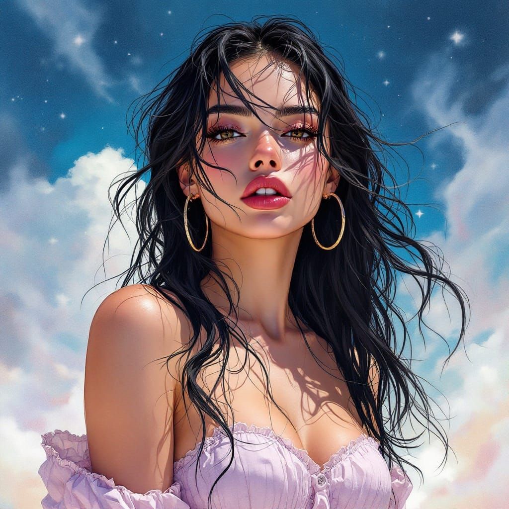 Latina Emo Goddess in Dreamlike Landscape