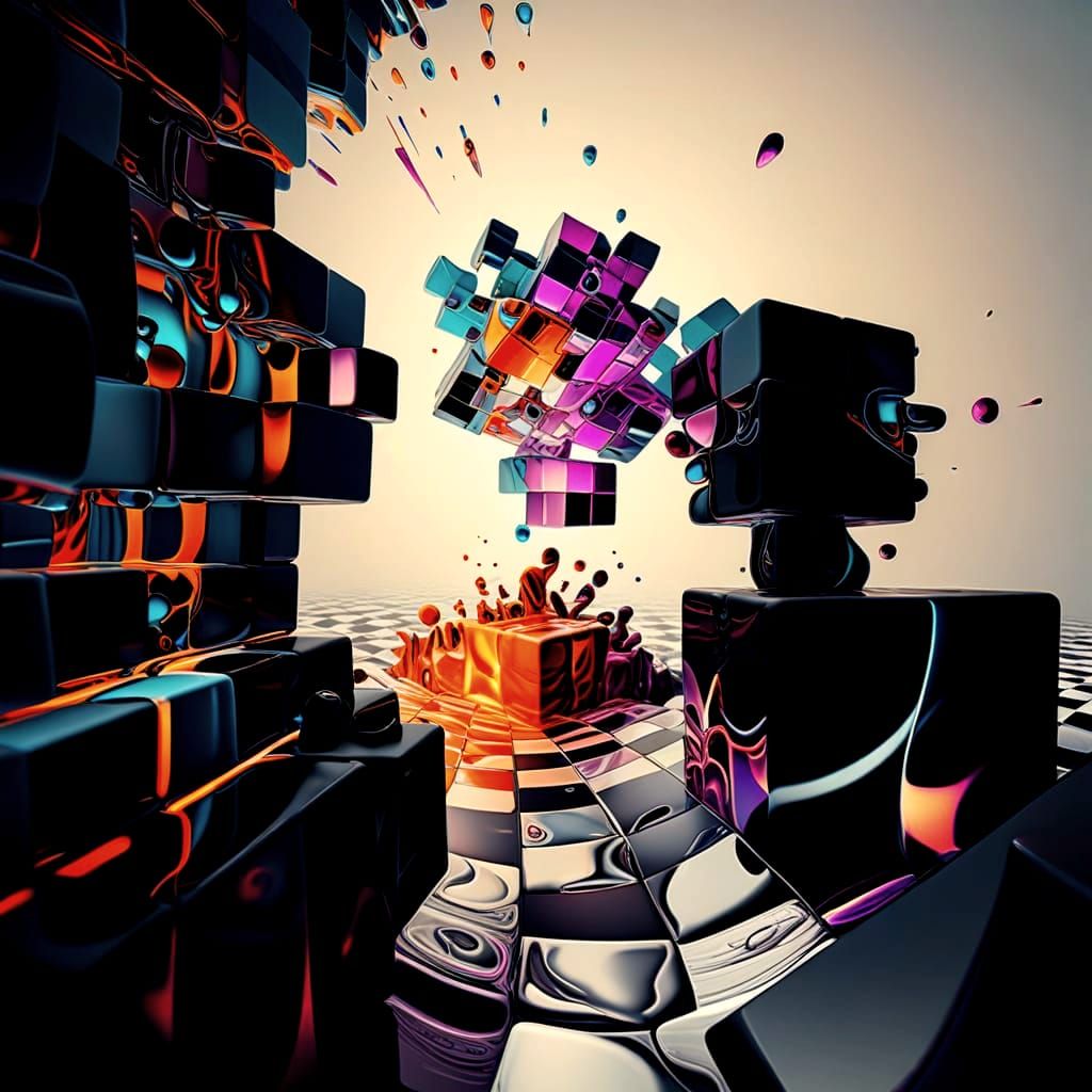 Abstract Eroded Checkerboard Pattern in Comic Style