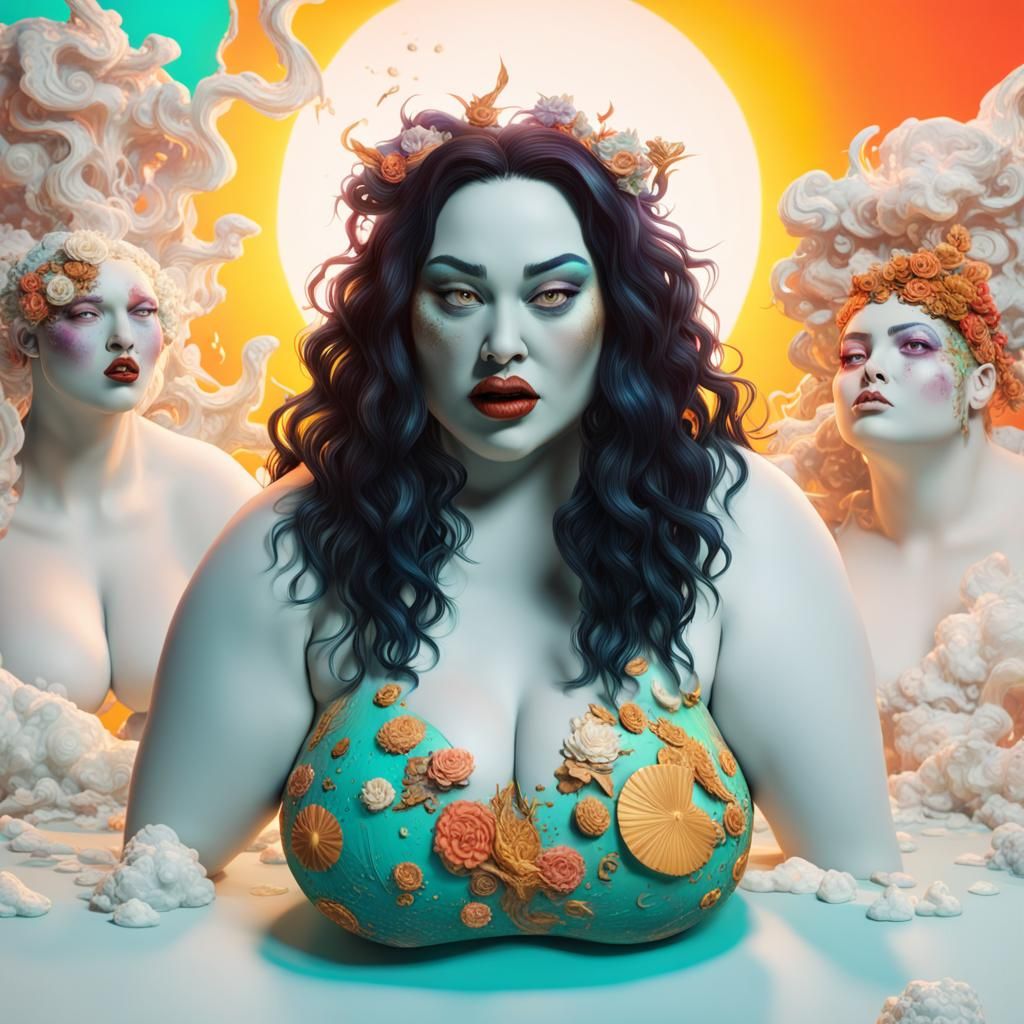 ralph steadman claymation of beautiful british plus sized fa...