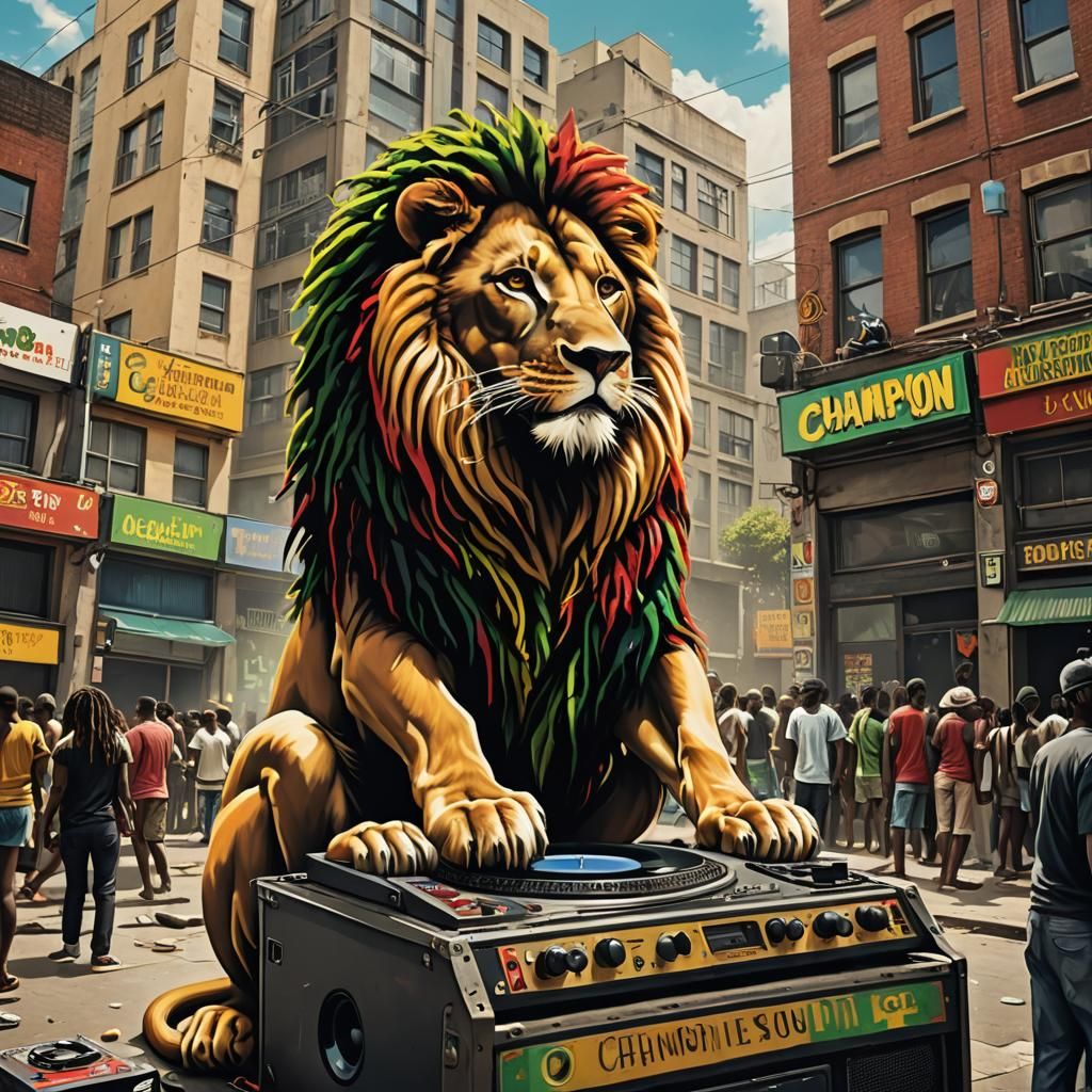 Rastafarian Lion on Reggae Sound System