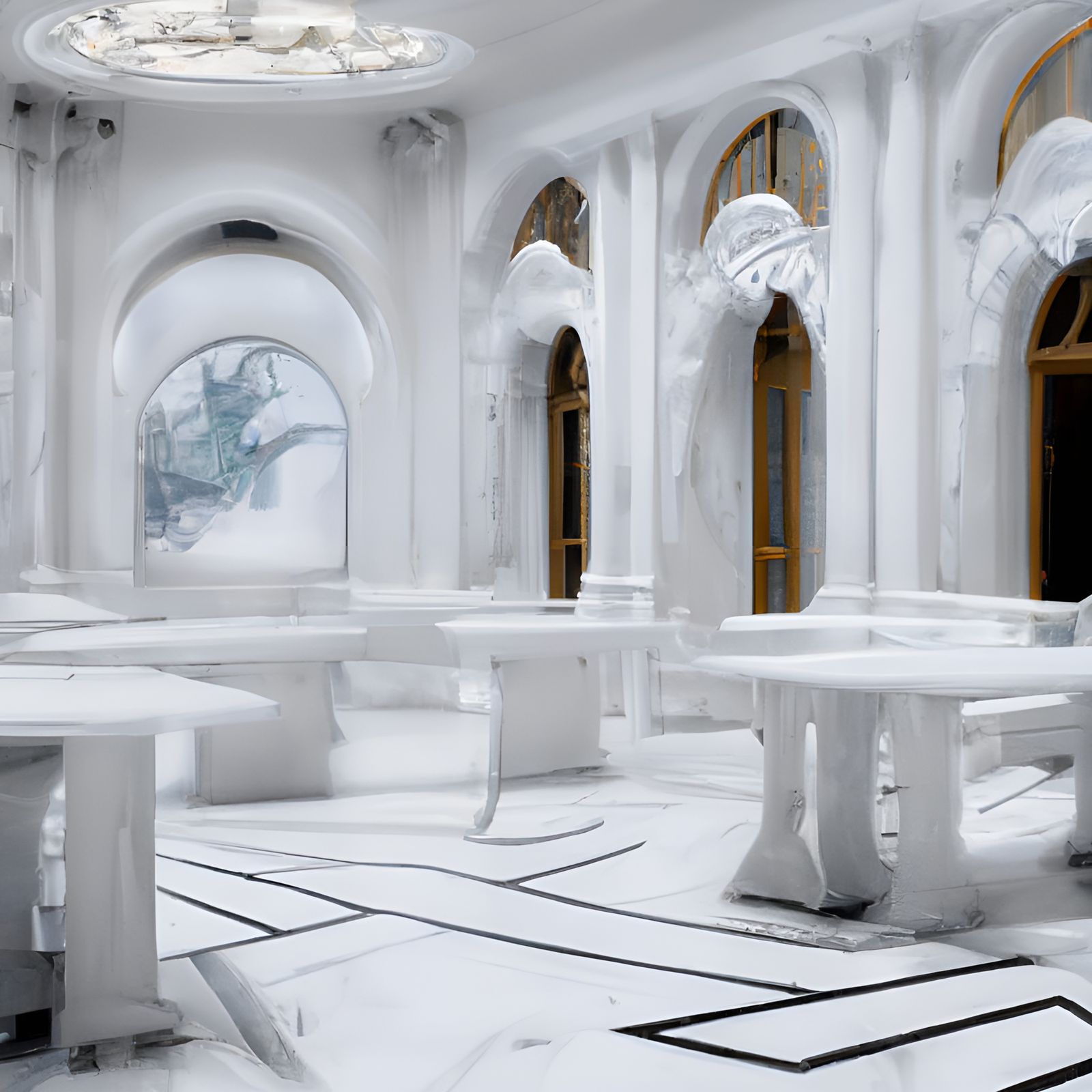 Beautiful Marble Cafe: Epic Digital Painting