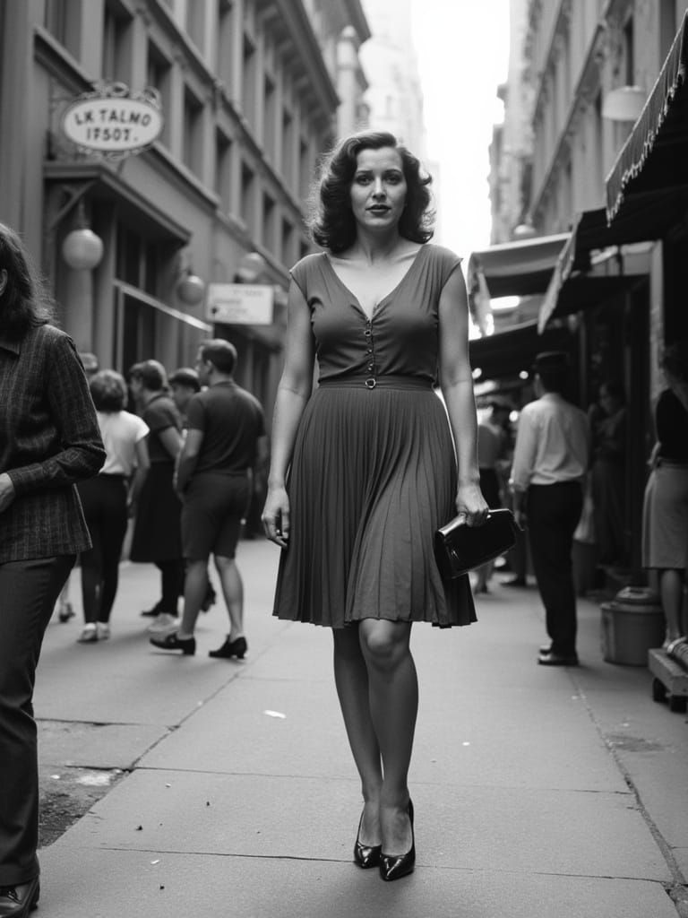 1950s Italian Pin Up Woman In BW Portrait