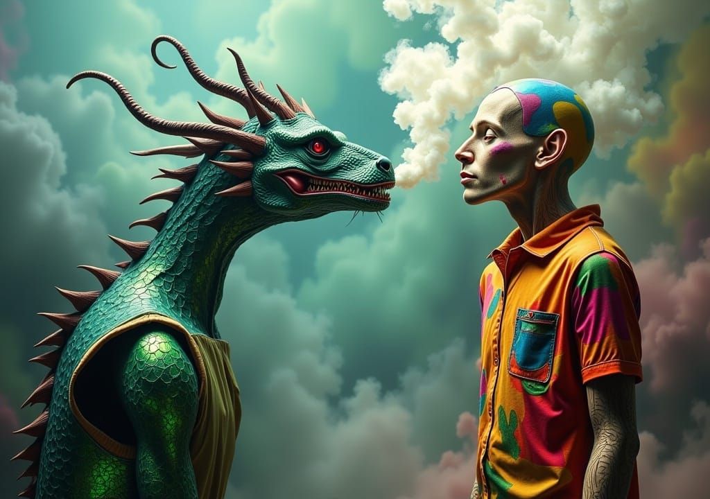Dragon Resuscitates Scarecrow in Surreal Dreamscape