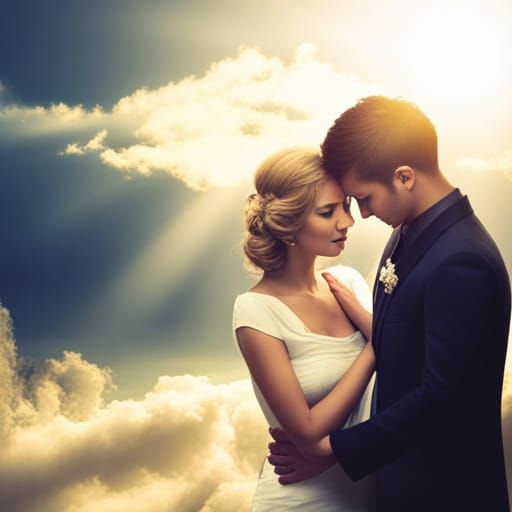 Couple's Adoring Embrace in Divine Sunlight