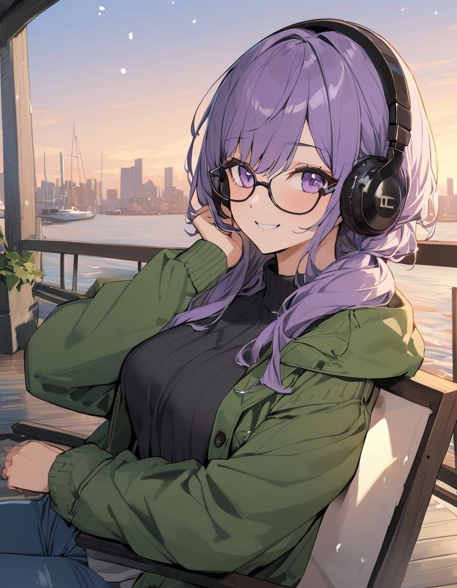 Surreal Winter Harbour Scene in a Modern Cyberpunk Aesthetic