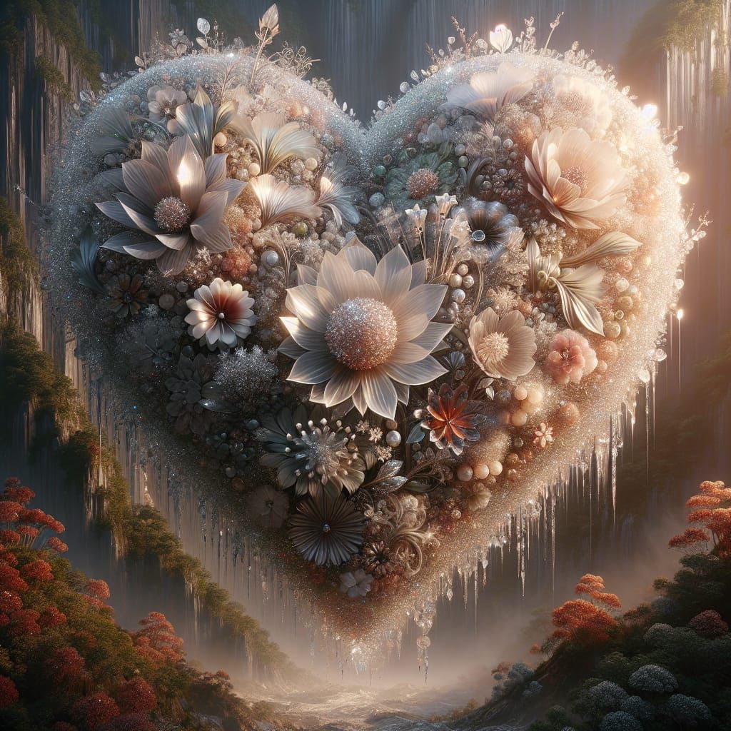 Floral Diamond Heart Radiating Beauty