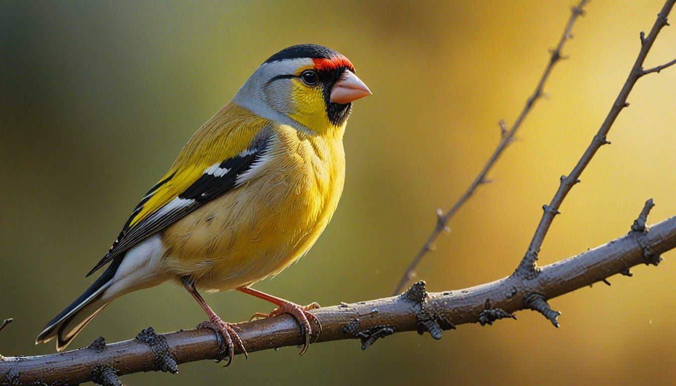 Lawrence's Goldfinch Splash Art in Vibrant Oil Painting