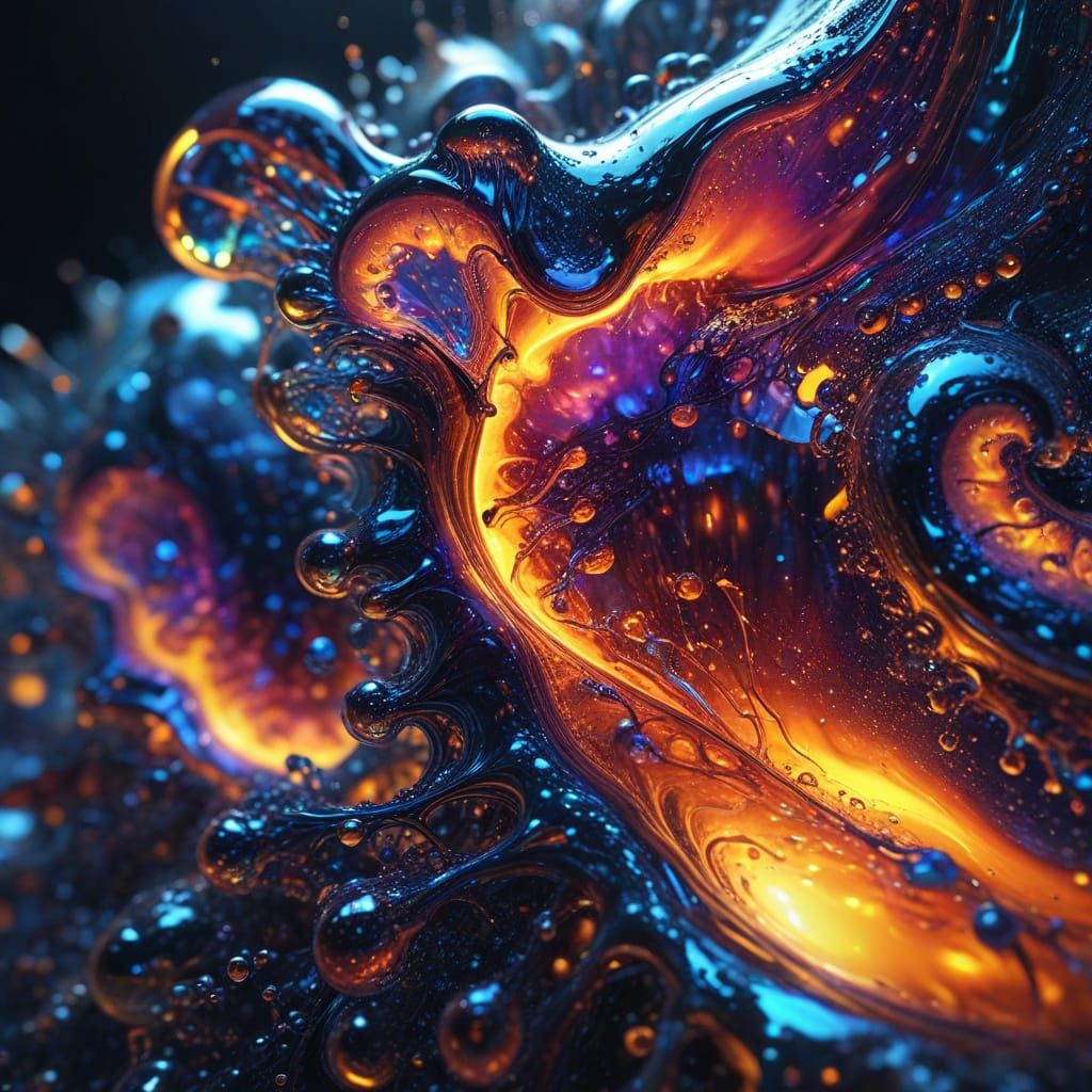 Molten Glass Abstraction in Vibrant Iridescent Hues