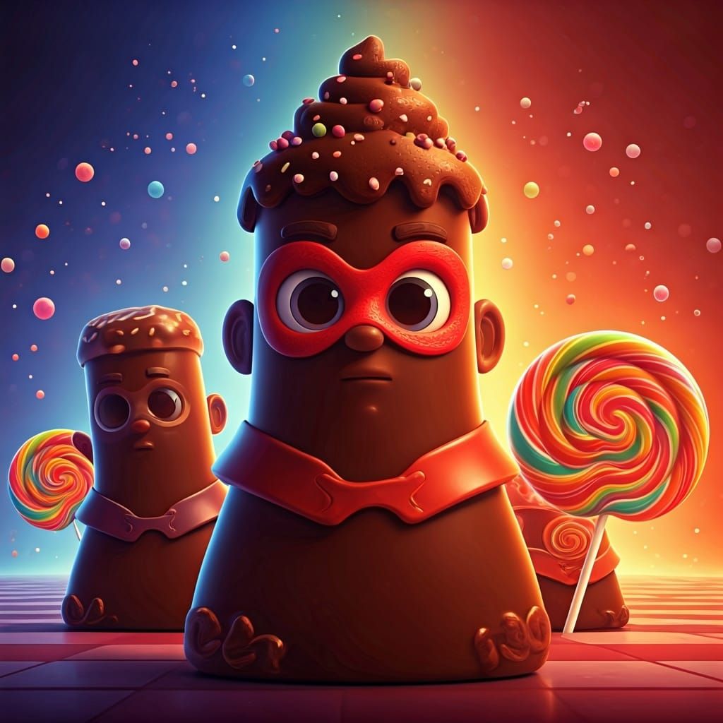 Colorful Chocolate Fudge Superheroes in Candyland