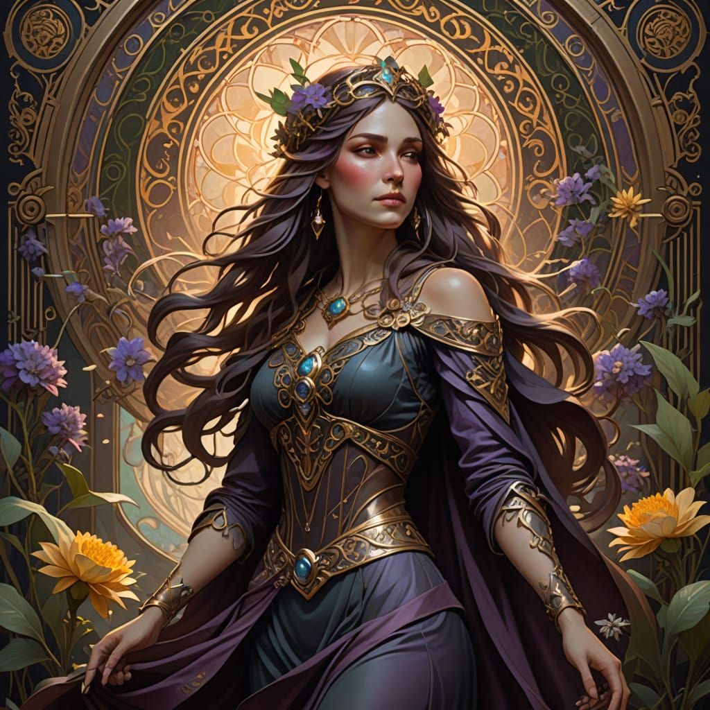 Ethereal Cloud Giant Druid in Earthy Attire