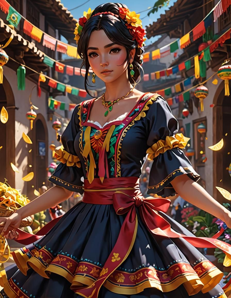 Cinco de Mayo Feast in 3D Anime Style