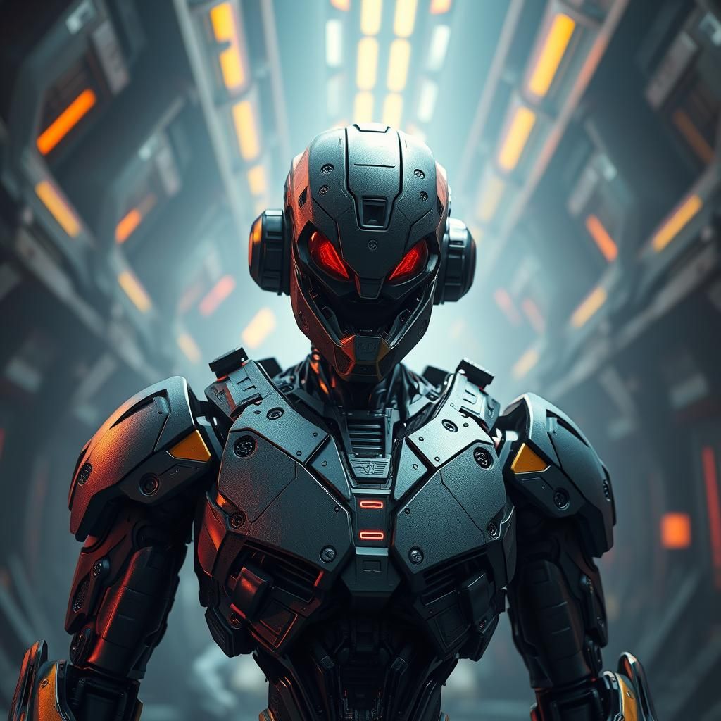 Futuristic Robot in a Cyberpunk Cityscape