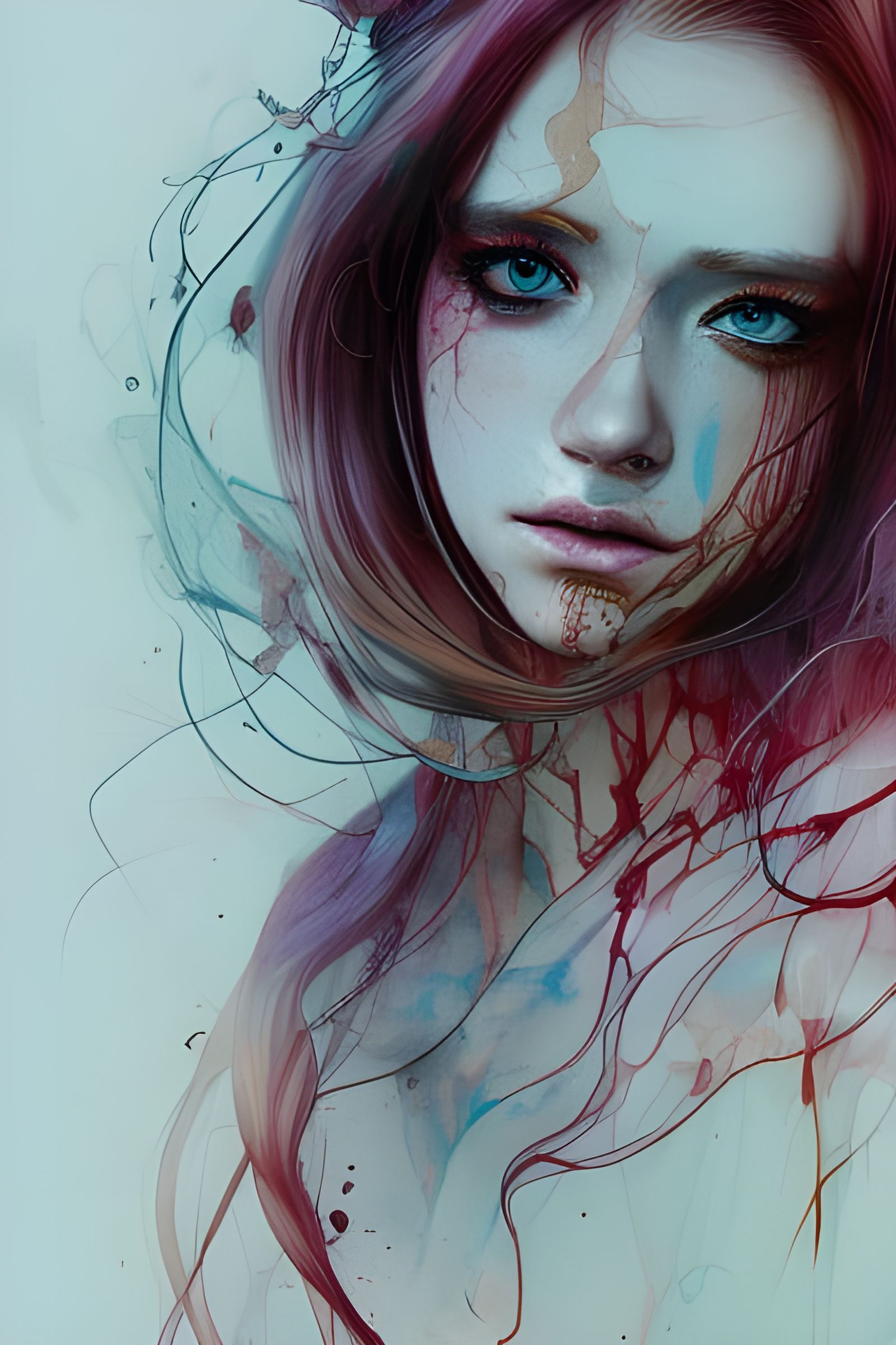 Redhead Goddess Portrait in Digital Illustration Style