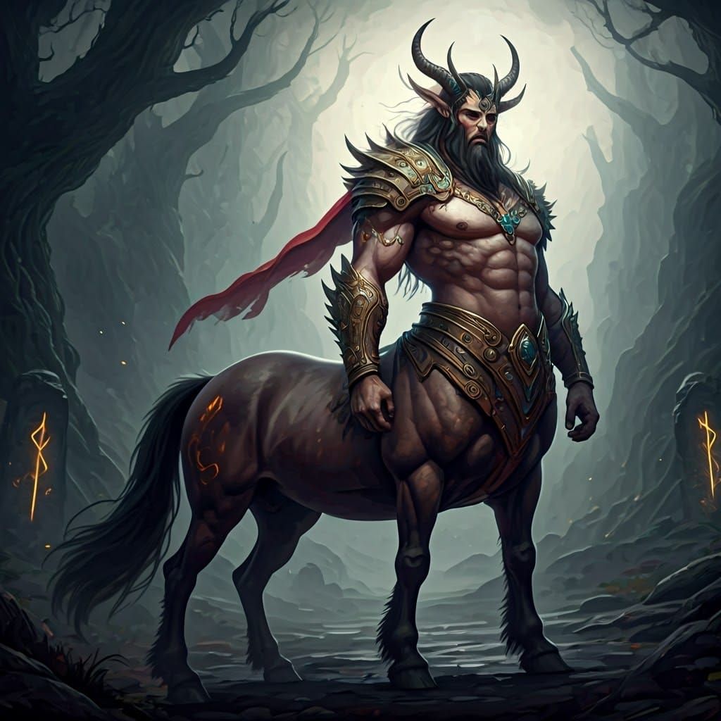 Heroic Centaur in Mystical Forest Concept Art