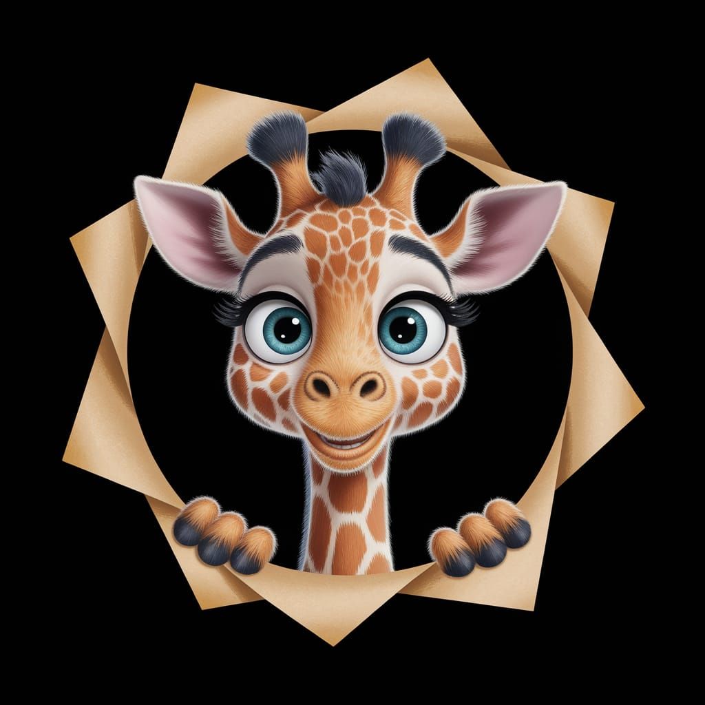Playful Pixar Giraffe Peek Through Parchment