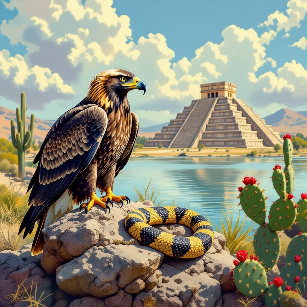 Mexican Coat of Arms: Eagle, Cactus, and Snake