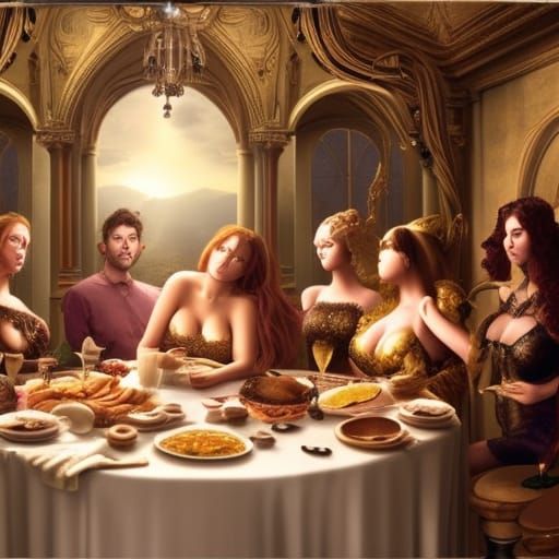 Hourglass Goddesses' Breakfast: A Digital Matte Painting