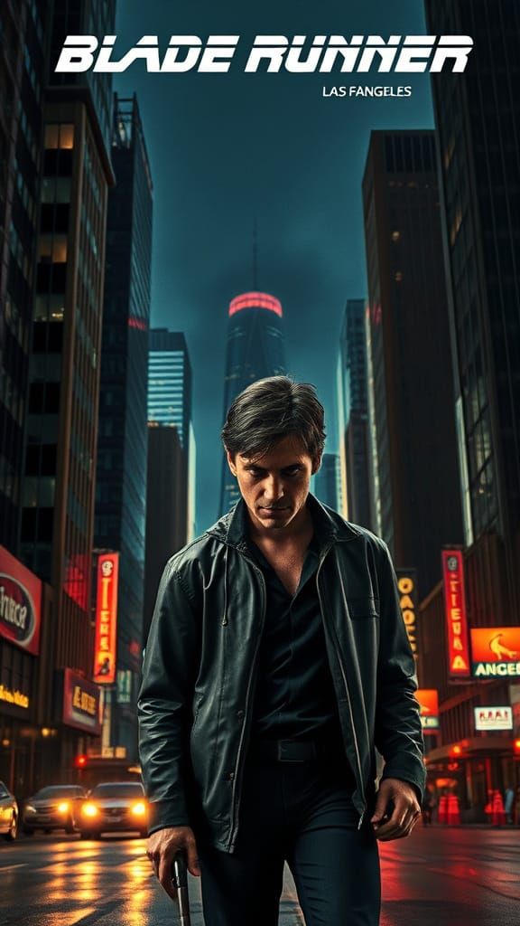 Blade Runner 1975 Movie Poster: Harrison Ford in LA Night