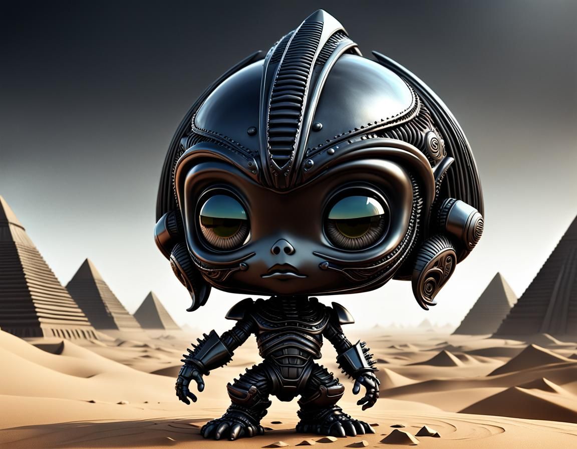 Chibi Bishoujo Xenomorph in Biomechanical Pyramid