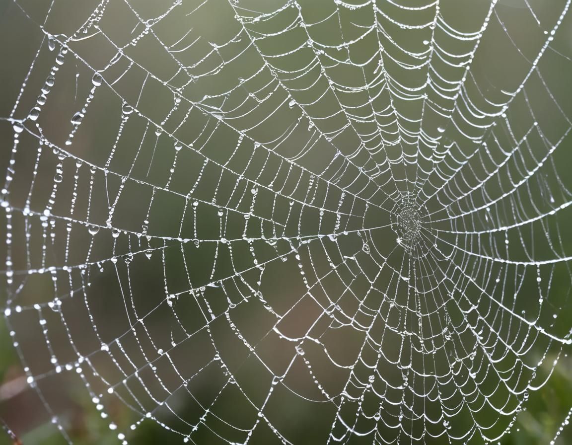Dew Drops Glisten on a Delicate Spider Web