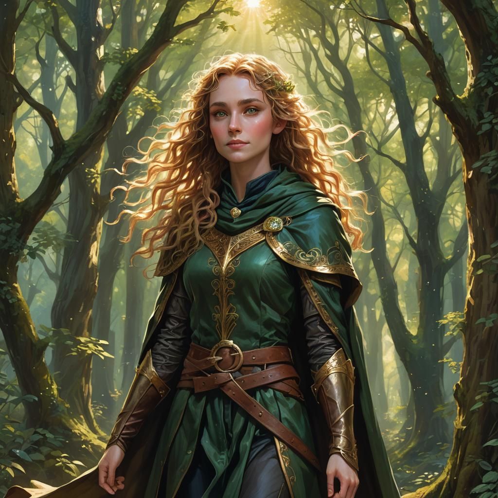 Joyful Half-Elf in Sunlit Forest: Anime and 3D Art